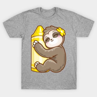 Yellow Crayon Coloring Sloth back to school gift T-Shirt